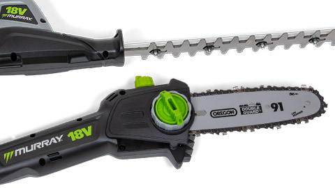 Murray IQ18PSHK 18V Li Ion Cordless Pole Saw Hedge Trimmer 2 in 1 Kit